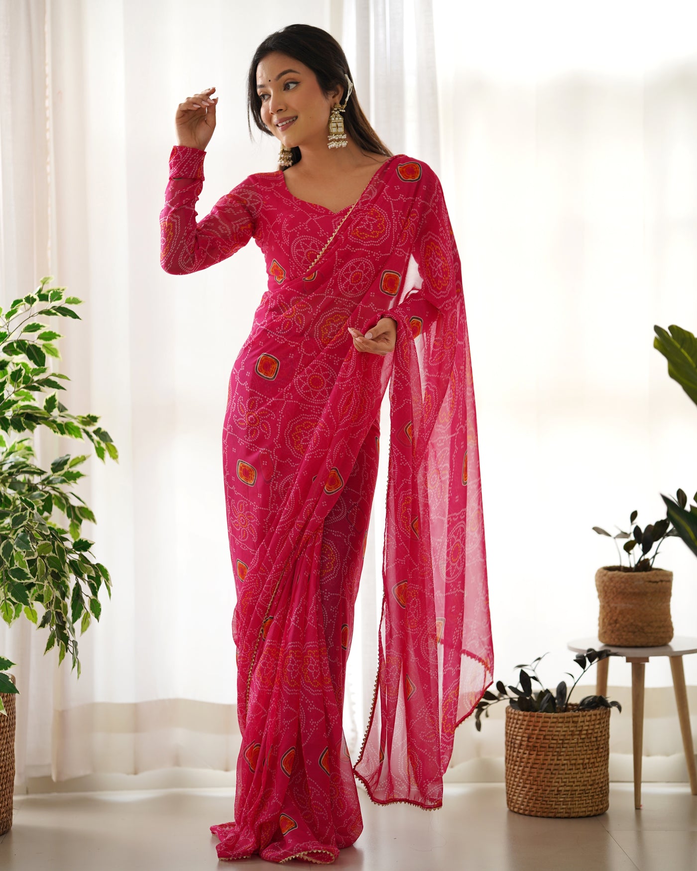 Ready-to-Wear Pre-Draped Lightweight Chiffon Saree. - Almaari Fashion