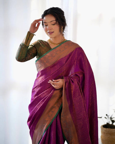 Pure Banarasi Silk Saree Weaved With Copper Zari