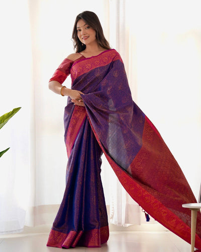 Pure Banarasi Silk Saree Weaved With Copper Zari