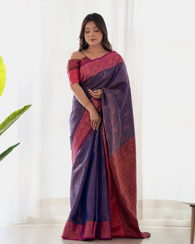 Pure Banarasi Silk Saree Weaved With Copper Zari