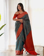 Pure Banarasi Silk Saree Weaved With Copper Zari