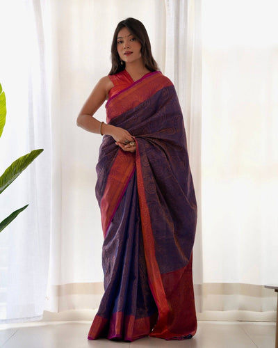 Pure Banarasi Silk Saree Weaved With Copper Zari