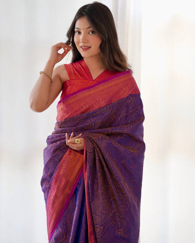 Pure Banarasi Silk Saree Weaved With Copper Zari