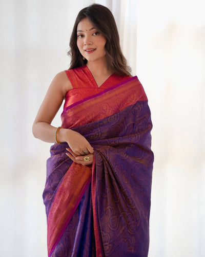 Pure Banarasi Silk Saree Weaved With Copper Zari