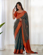 Pure Banarasi Silk Saree Weaved With Copper Zari