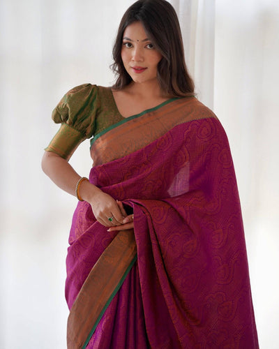 Pure Banarasi Silk Saree Weaved With Copper Zari