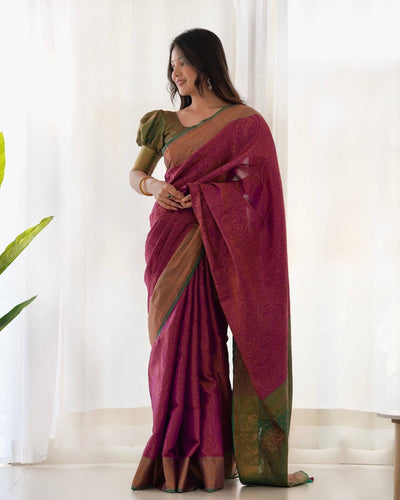 Pure Banarasi Silk Saree Weaved With Copper Zari