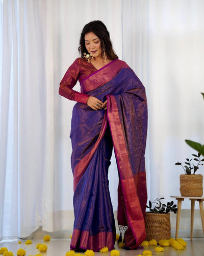 Pure Banarasi Silk Saree Weaved With Copper Zari