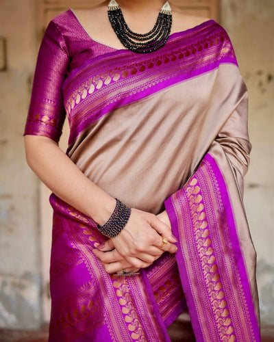 Pure Banarasi Silk Saree Weaved With Zari Comes With Heavy Banarasi Brocade Blouse