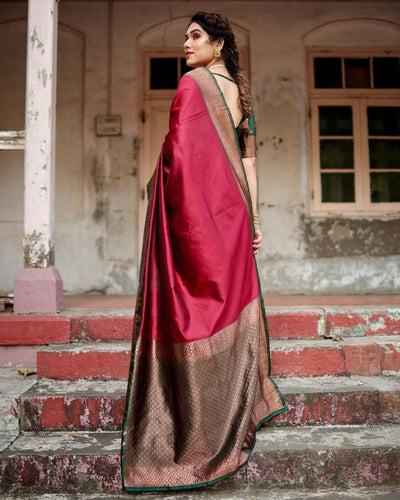 Pure Banarasi Silk Saree Weaved With Zari Comes With Heavy Banarasi Brocade Blouse