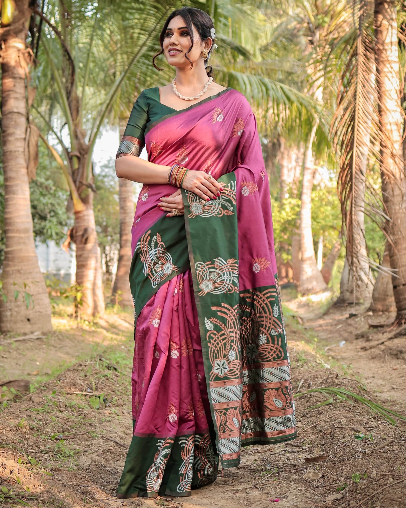 Pure Banarasi Silk Saree Weaved With Zari Comes With Heavy Banarasi Brocade Blouse