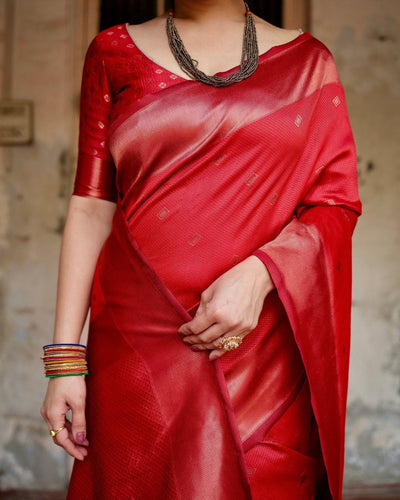 Pure Banarasi Silk Saree Weaved With Zari Comes With Heavy Banarasi Brocade Blouse