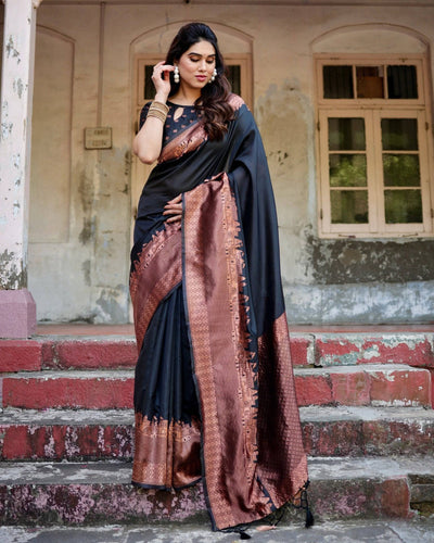 Pure Banarasi Silk Saree Weaved With Zari Comes With Heavy Banarasi Brocade Blouse