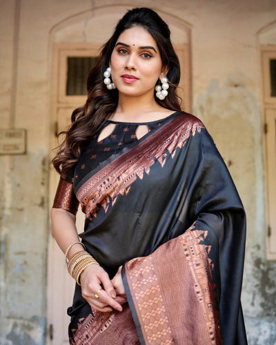 Pure Banarasi Silk Saree Weaved With Zari Comes With Heavy Banarasi Brocade Blouse