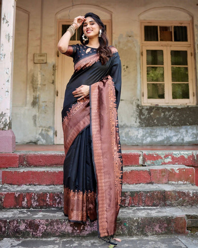 Pure Banarasi Silk Saree Weaved With Zari Comes With Heavy Banarasi Brocade Blouse