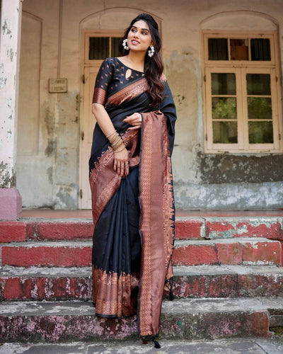 Pure Banarasi Silk Saree Weaved With Zari Comes With Heavy Banarasi Brocade Blouse