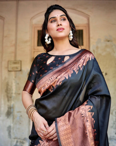 Pure Banarasi Silk Saree Weaved With Zari Comes With Heavy Banarasi Brocade Blouse