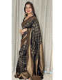 Black Pure Kanjivaram Silk Saree With Attractive Blouse Piece