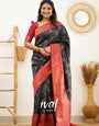 Black Pure Kanjivaram Silk Saree With Outstanding Blouse Piece