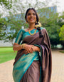 Blue Firozi Pure Kanjivaram Silk With Confounding Blouse Piece