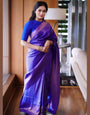 Blue Pure Kanjivaram Silk With Twirling Blouse Piece