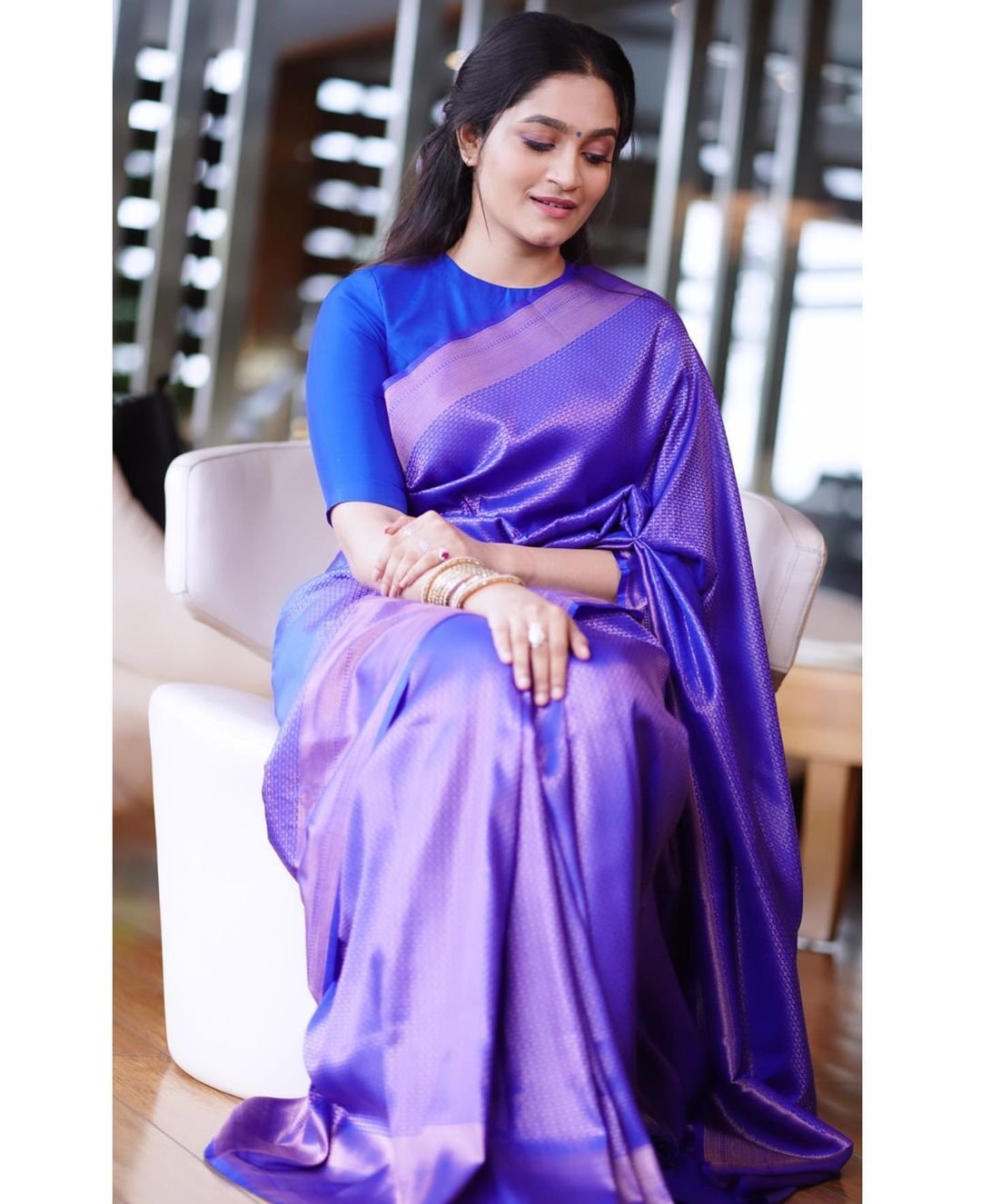 Blue Pure Pure Banarasi Silk With Twirling Blouse Piece - Almaari Fashion