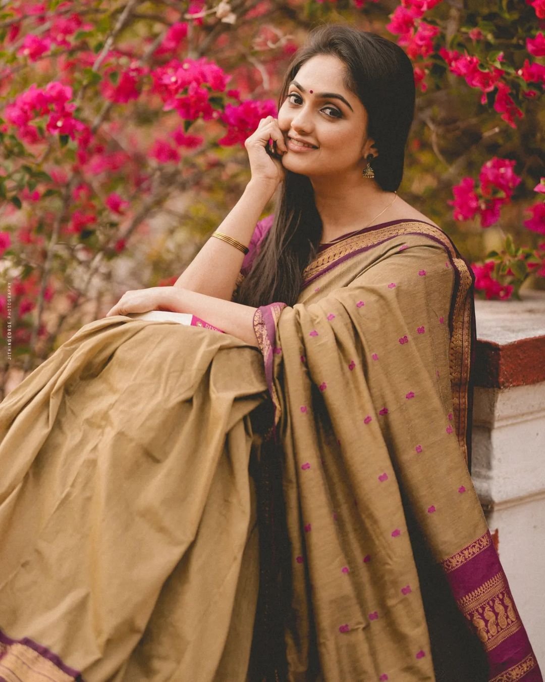 Chickoo With Purple Pure Kanjivaram Silk Saree With Attractive Blouse Piece - Almaari Fashion