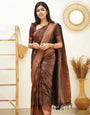 Coffee Pure Kanjivaram Silk With Confounding Blouse Piece