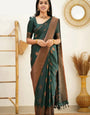 Dark Green Pure Kanjivaram Silk With Confounding Blouse Piece