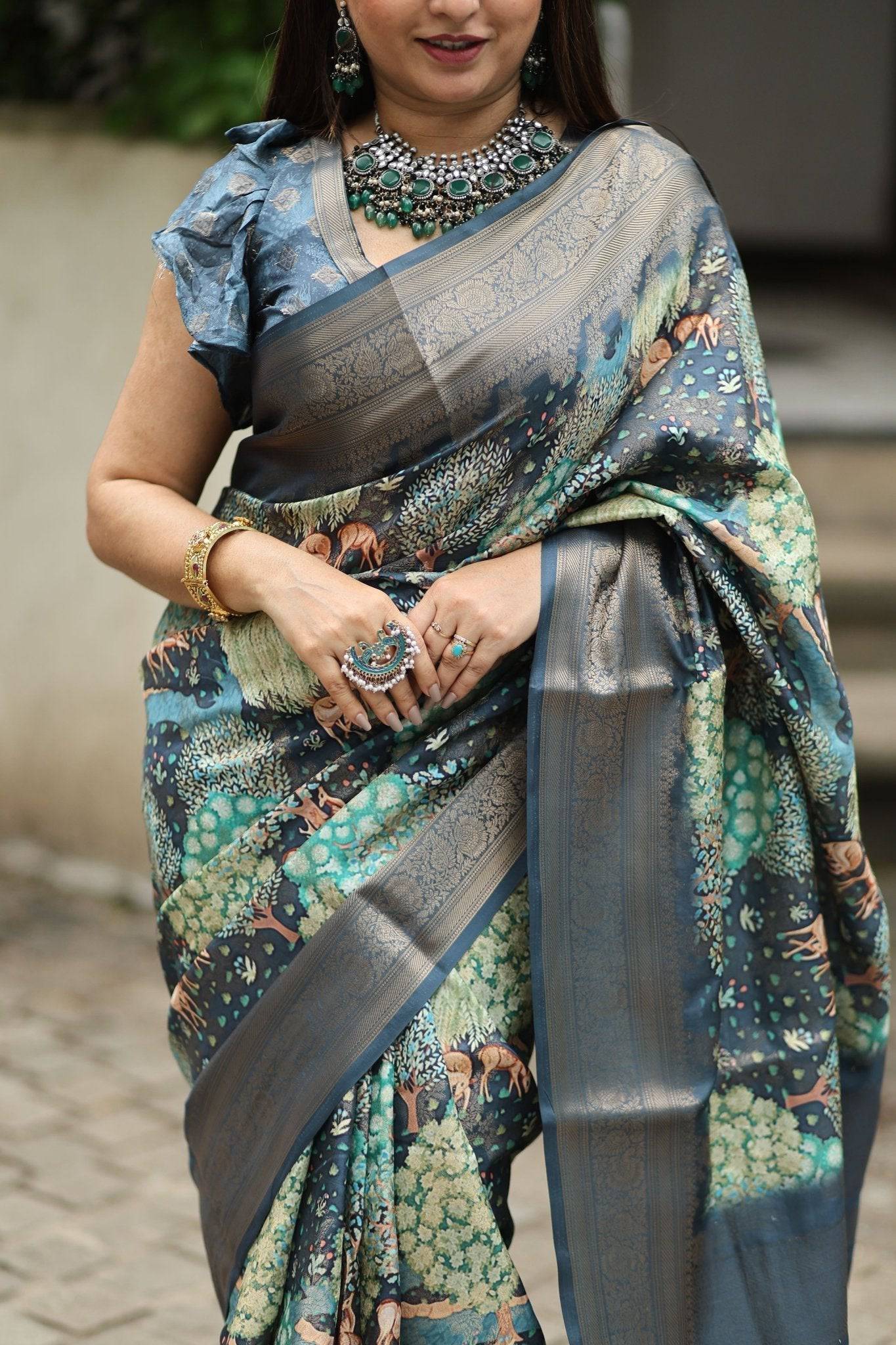 Pure Banarasi Silk Saree Weaved With Golden Zari Comes With Tassels