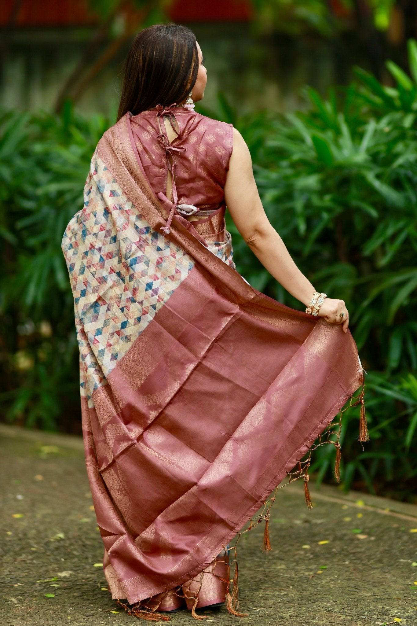 Pure Banarasi Silk Saree Weaved With Golden Zari Comes With Tassels