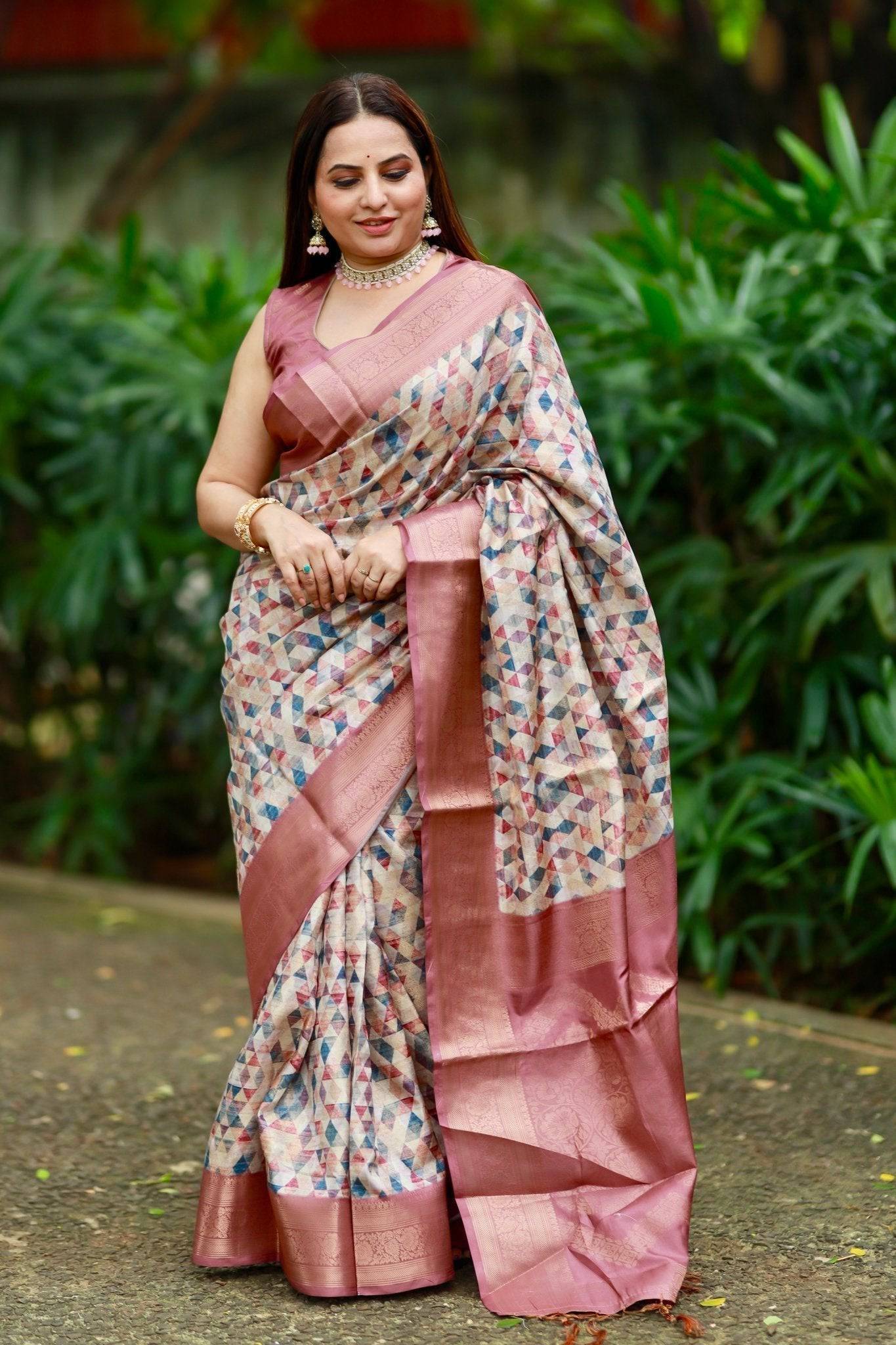 Pure Banarasi Silk Saree Weaved With Golden Zari Comes With Tassels