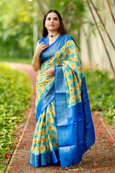 Pure Banarasi Silk Saree Weaved With Golden Zari Comes With Tassels