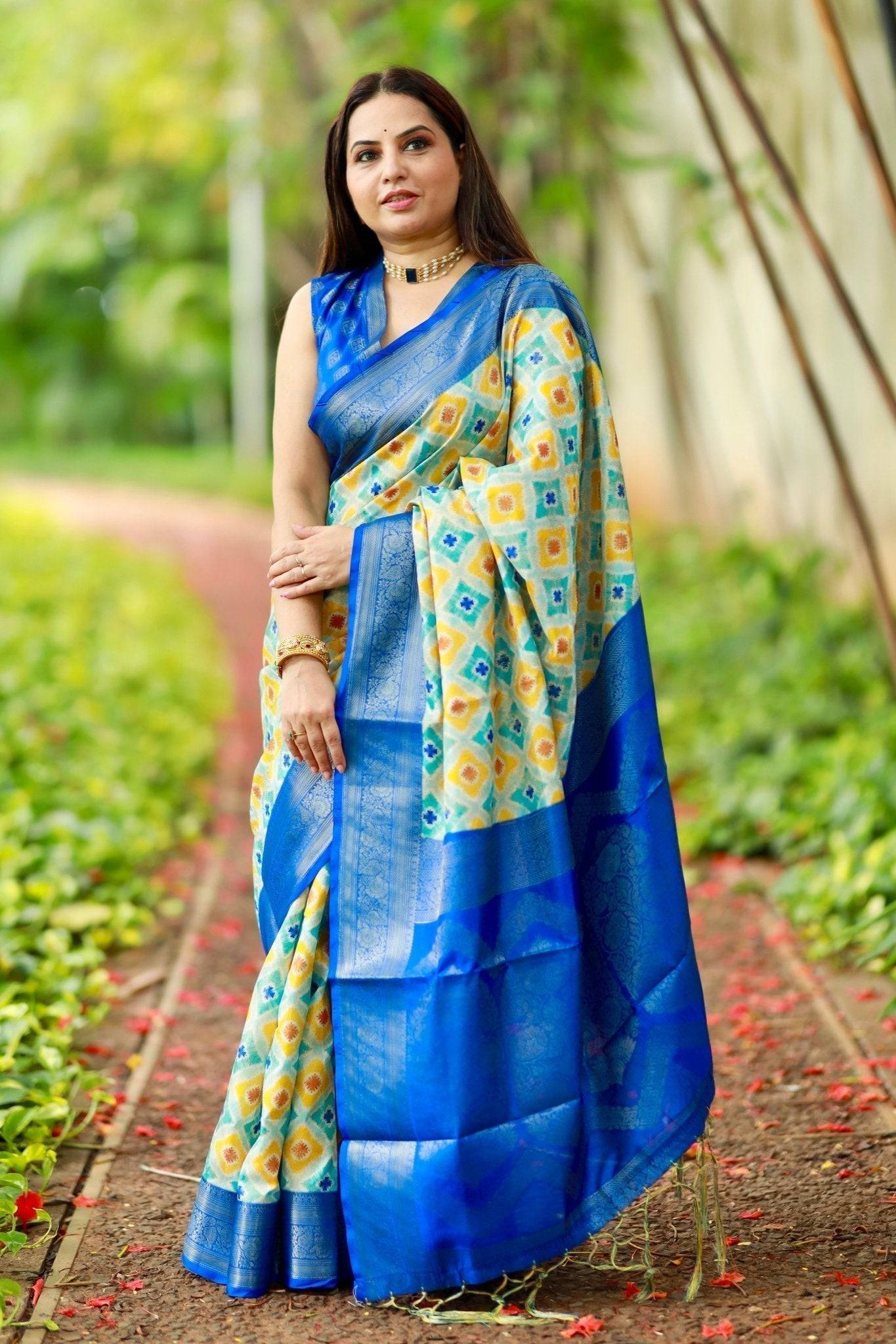 Pure Banarasi Silk Saree Weaved With Golden Zari Comes With Tassels