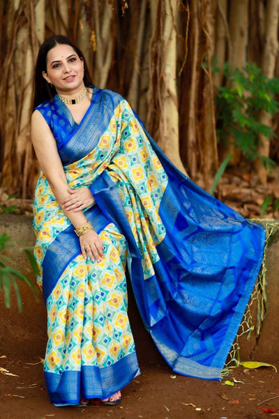 Pure Banarasi Silk Saree Weaved With Golden Zari Comes With Tassels