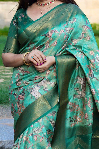 Pure Banarasi Silk Saree Weaved With Golden Zari Comes With Tassels