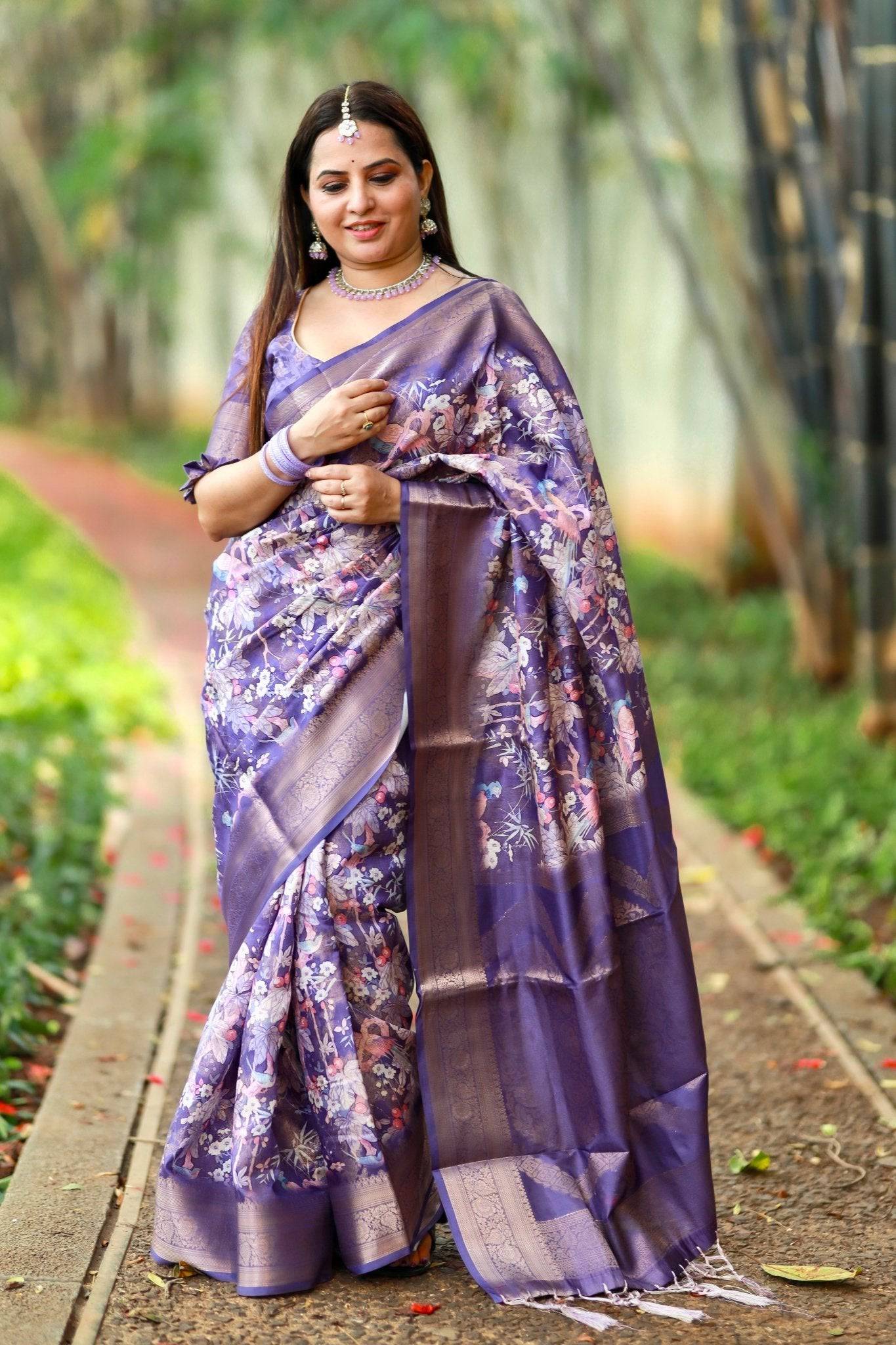 Pure Banarasi Silk Saree Weaved With Golden Zari Comes With Tassels