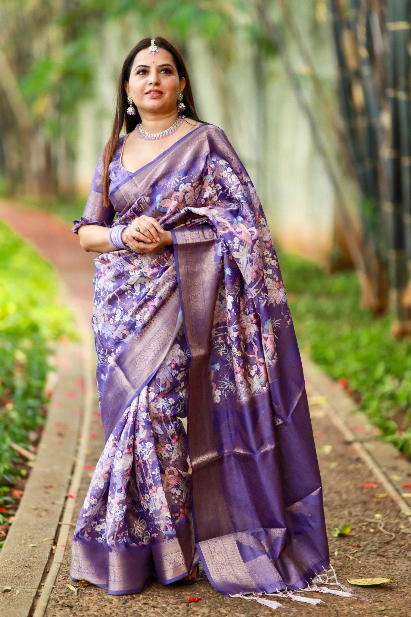 Pure Banarasi Silk Saree Weaved With Golden Zari Comes With Tassels