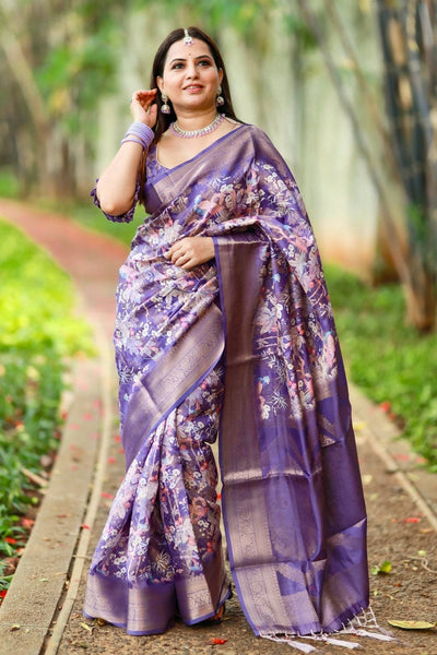 Pure Banarasi Silk Saree Weaved With Golden Zari Comes With Tassels