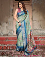 Pure Silk Digitally Printed Saree Weaved With Golden Zari Comes With Tassels