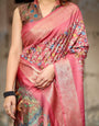 Rich Maroon Digital Print Saree with Antique Floral Design and Elegant Tassels