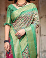 Emerald Green & Magenta Banarasi Silk Saree with Zari Weave and Tassel Finish