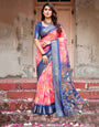 Pure Silk Digitally Printed Saree Weaved With Golden Zari Comes With Tassels