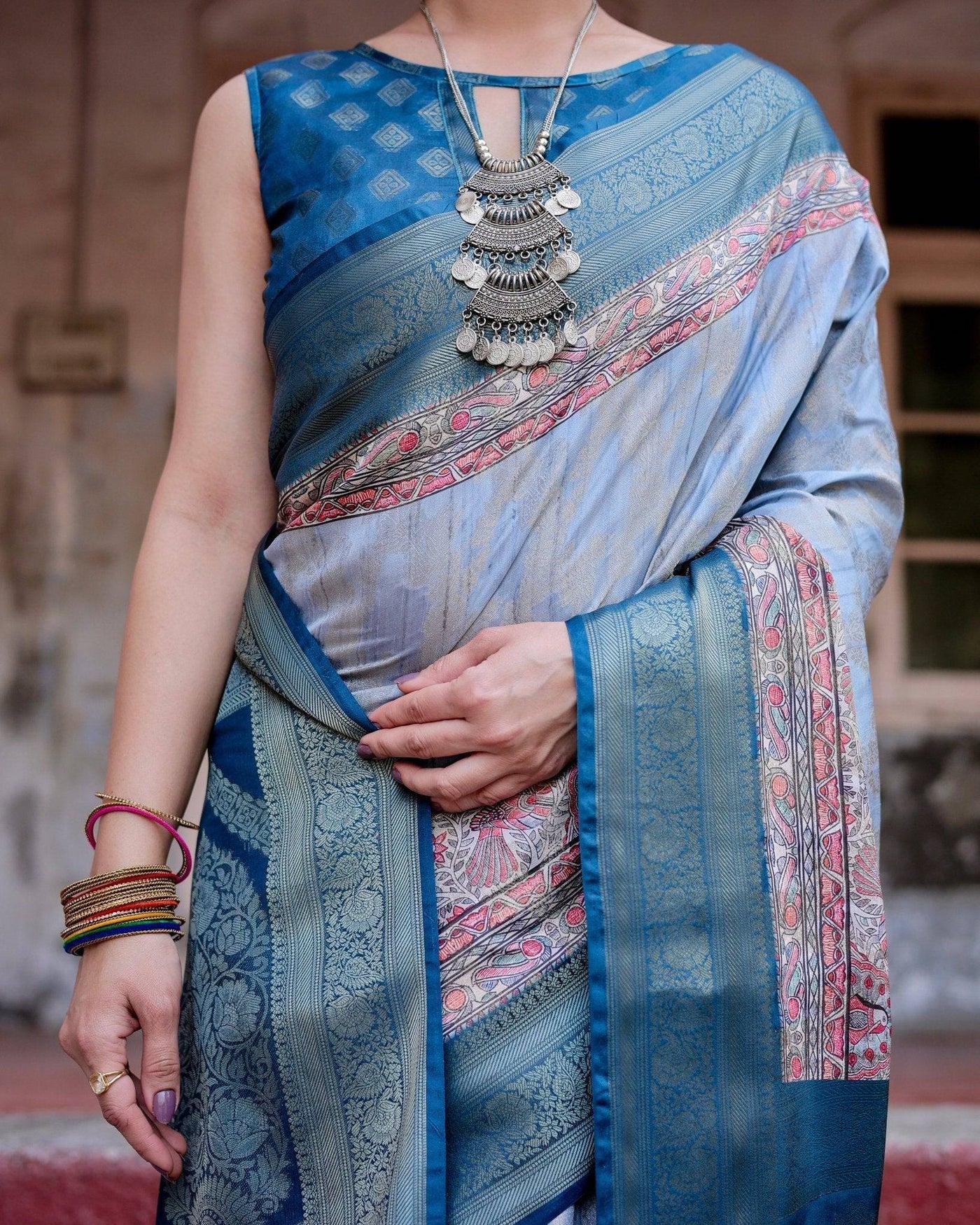 Pure Banarasi Silk Saree Weaved With Golden Zari Comes With Tassels