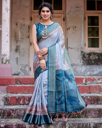 Pure Banarasi Silk Saree Weaved With Golden Zari Comes With Tassels