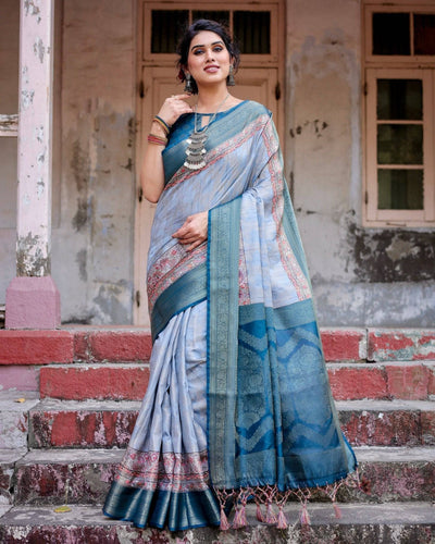 Pure Banarasi Silk Saree Weaved With Golden Zari Comes With Tassels