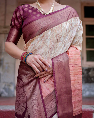 Pure Banarasi Silk Saree Weaved With Golden Zari Comes With Tassels