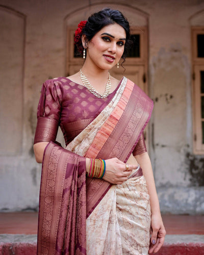 Pure Banarasi Silk Saree Weaved With Golden Zari Comes With Tassels