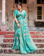 Pure Banarasi Silk Saree Weaved With Golden Zari Comes With Tassels