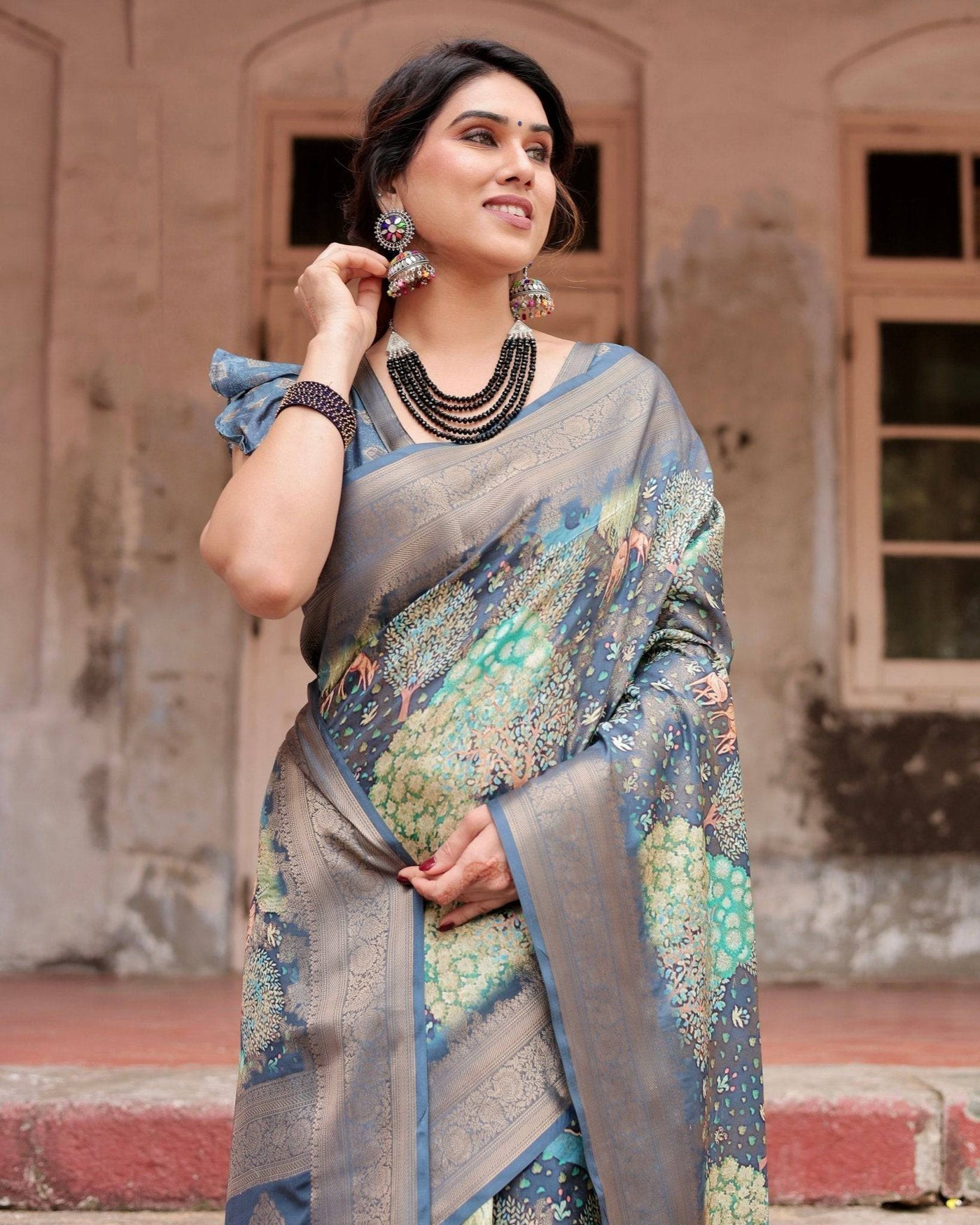 Pure Banarasi Silk Saree Weaved With Golden Zari Comes With Tassels